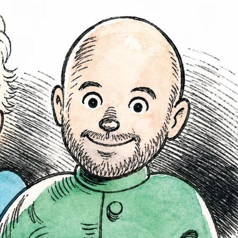 Michael Pfaff als Zeichnung im Stil von Wilhelm Busch
